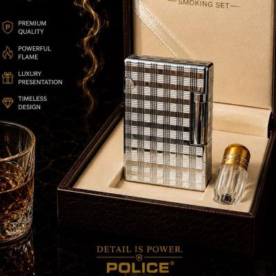 Police Dupont Mekanizmalı Özel Kutulu Lüks Gazlı Çakmak (Kare Desenli)