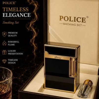 İsme Özel Police Dupont Mekanizmalı Özel Kutulu Lüks Gazlı Çakmak (Siyah - Gold)