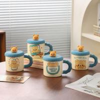 Butter Bear Kapaklı Sevimli Seramik Kupa Bardak 360ml
