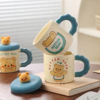 Butter Bear Kapaklı Sevimli Seramik Kupa Bardak 360ml