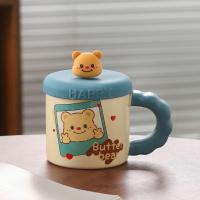 Butter Bear Kapaklı Sevimli Seramik Kupa Bardak 360ml