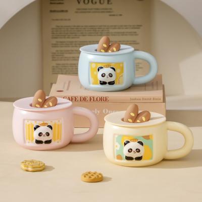 Ekmek Kapaklı Panda Tasarımlı Seramik Kupa 400ml