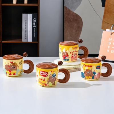 Happy Bear Çikolata Kapaklı Kaşıklı Seramik Kupa 380ml