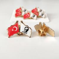 İkili Atatürk ve Türk Bayrağı Damla Rozeti (30'lu)