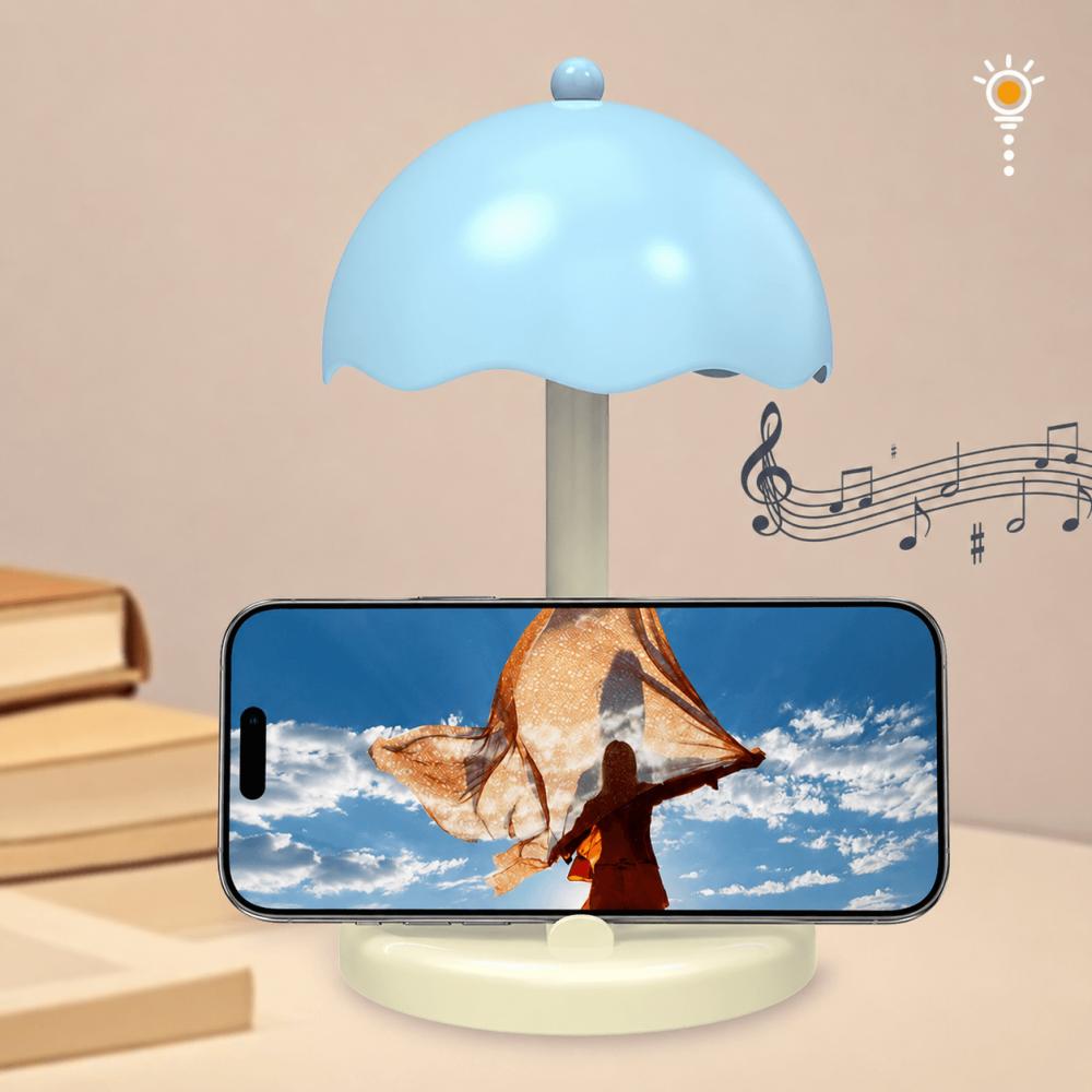 Kalemlikli ve Telefon Tutuculu Şemsiye Tasarımlı Ayıcıklı Masa Lambası