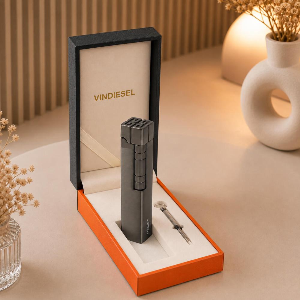 Kişiye Özel Vindiesel Füme İnce (Slim) Metal Çakmak (Özel Kutusunda)