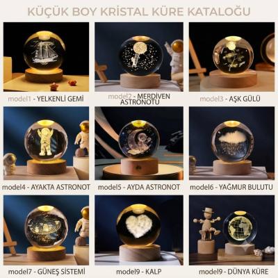 Küçük Boy 6cm Işıklı Kristal Küre Lamba Modelleri
