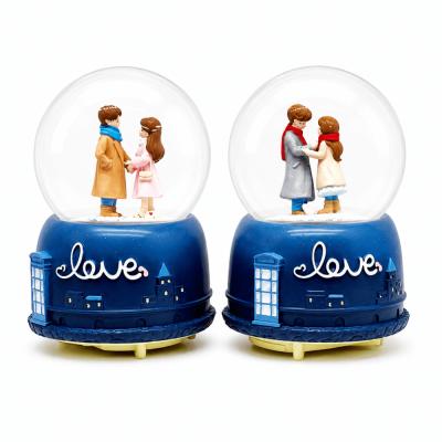 Love Gece Şehri Romantik Sevgili Işıklı Müzikli Kar Küresi