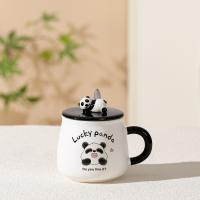 Lucky Panda Kapaklı Kaşıklı Seramik Kupa 420ml