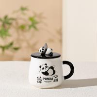 Lucky Panda Kapaklı Kaşıklı Seramik Kupa 420ml