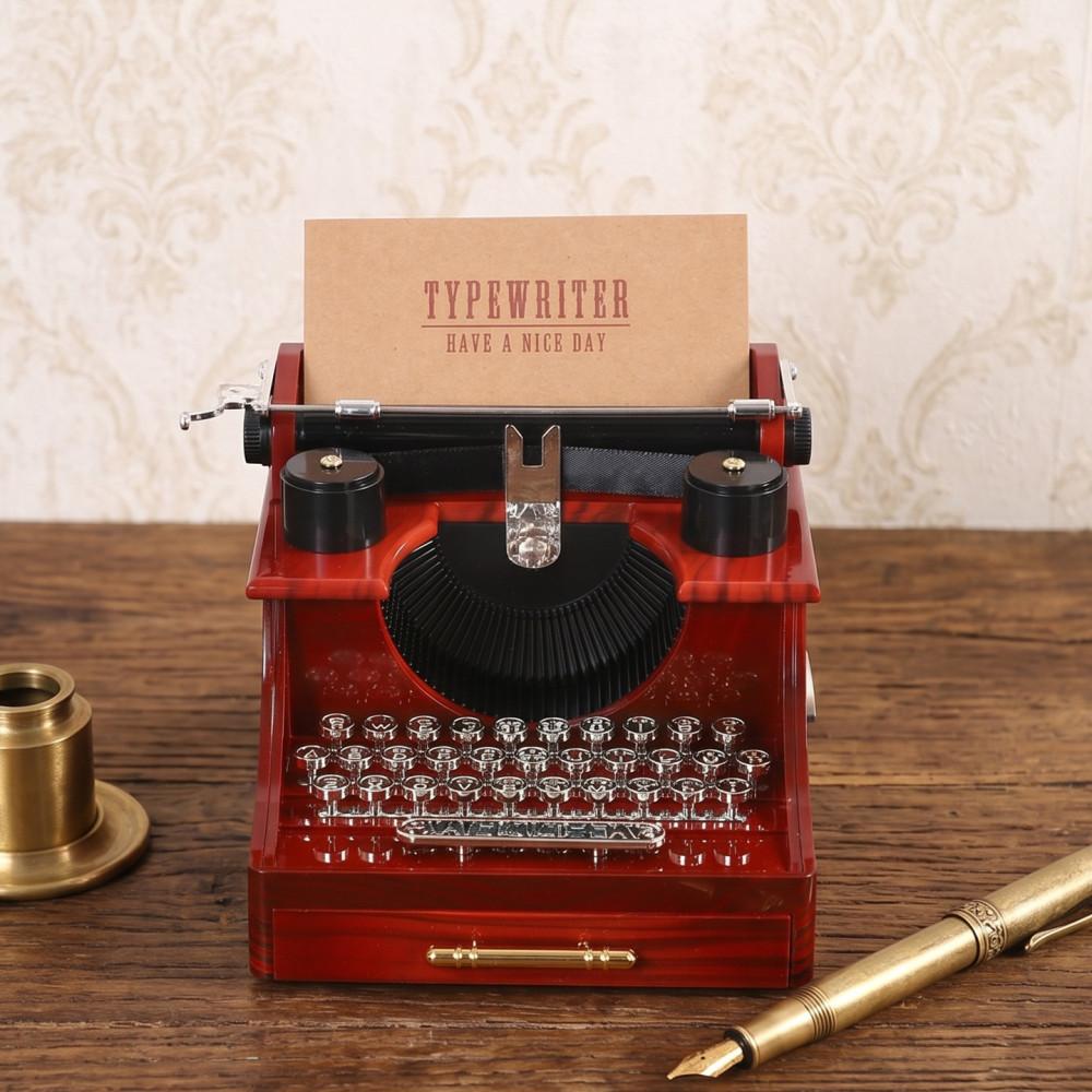 Nostaljik Daktilo Tasarımlı Çekmeceli Müzik ve Mücevher Kutusu
