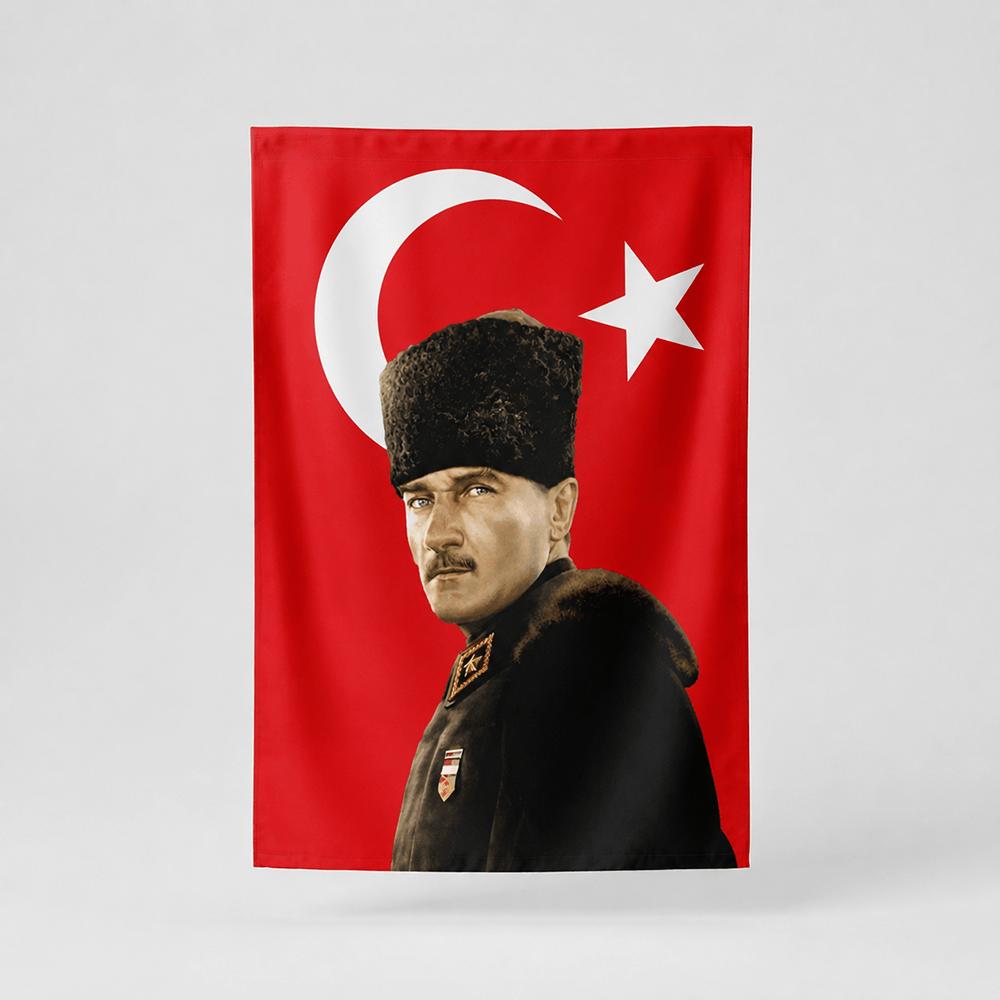 Yüksek Kaliteli Parlak Raşel Kumaş Atatürk Posteri no:19