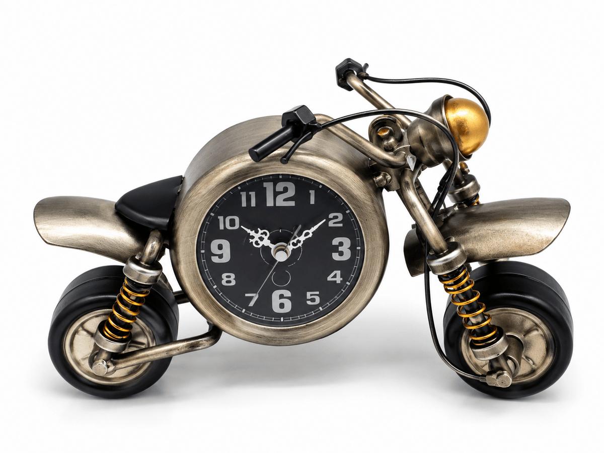 Retro Metalik Gri Metal Motor Saat Dekoratif Masa Saati
