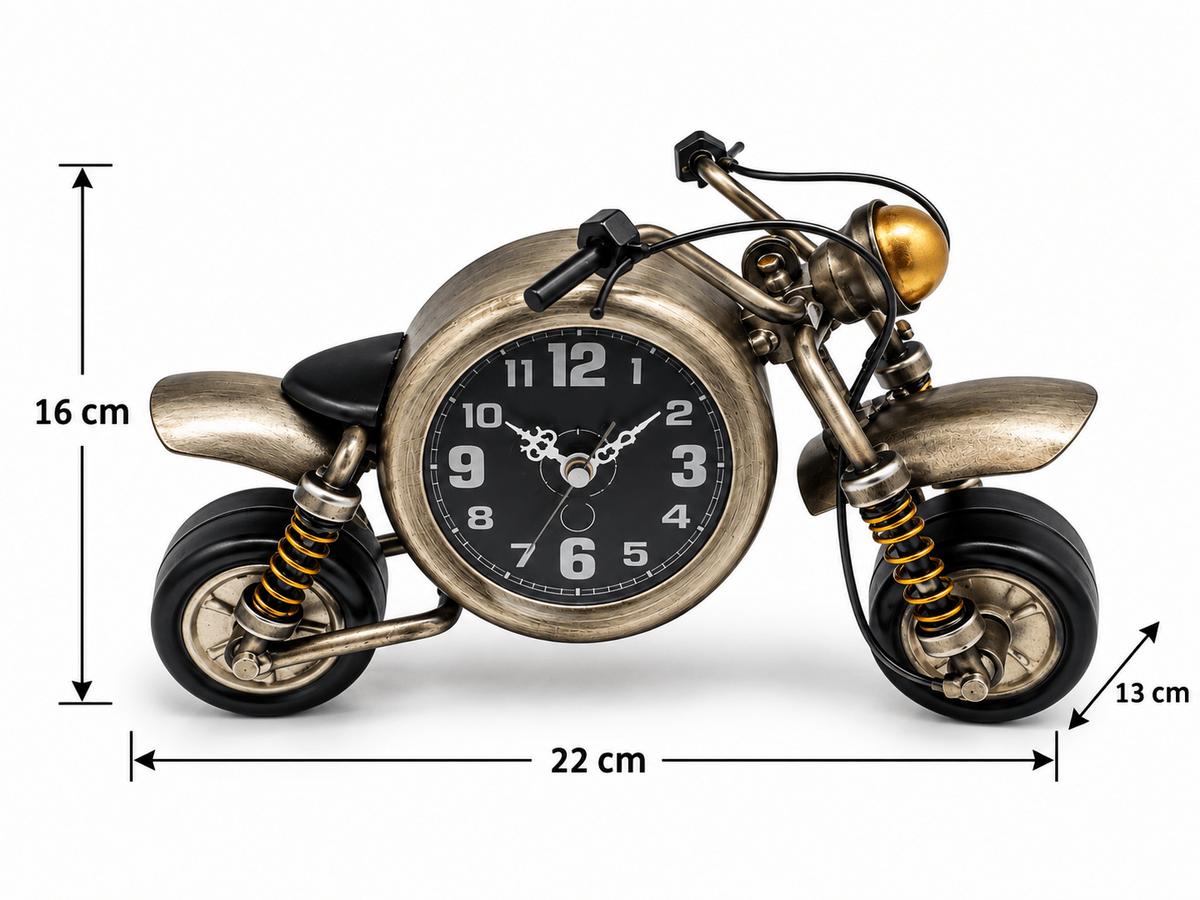 Retro Metalik Gri Metal Motor Saat Dekoratif Masa Saati