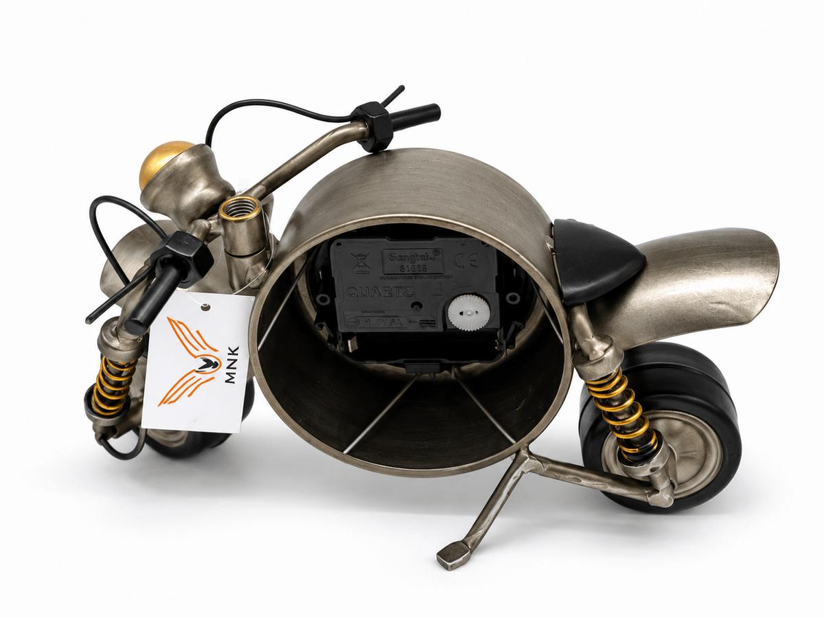 Retro Metalik Gri Metal Motor Saat Dekoratif Masa Saati