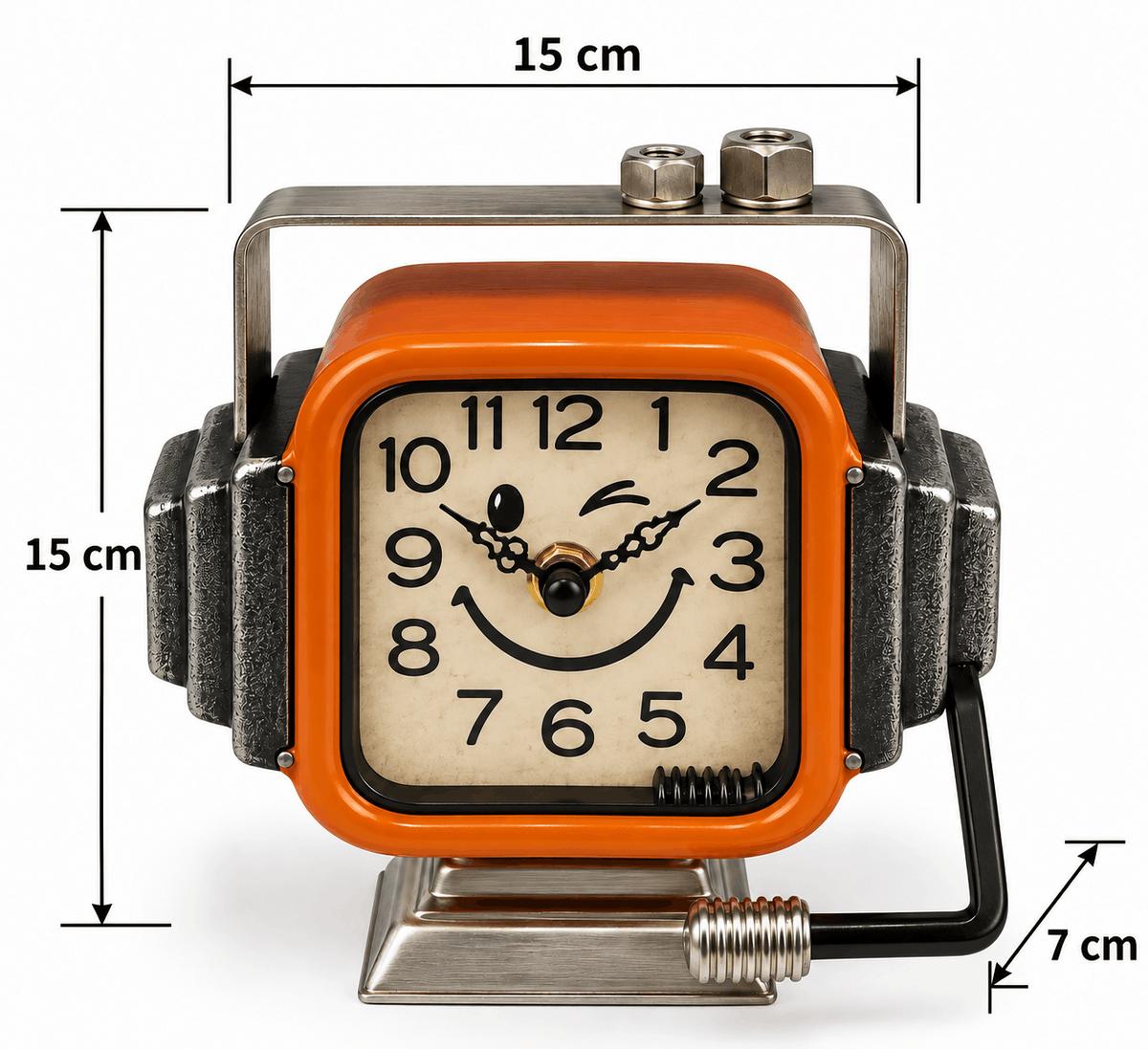Turuncu Eskitme Metal Retro Masa Saati