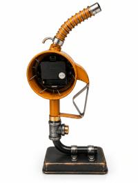 Turuncu Metal Saatli Benzin Pompası Retro Dekoratif Tasarım