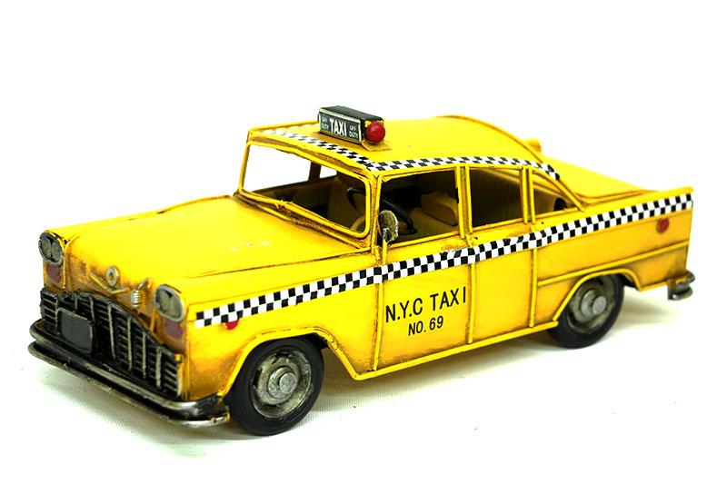 Vintage Dekoratif Metal Chevrolet Klasik Sarı Taksi