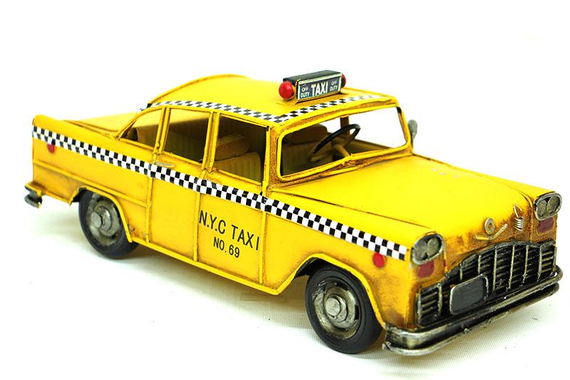 Vintage Dekoratif Metal Chevrolet Klasik Sarı Taksi