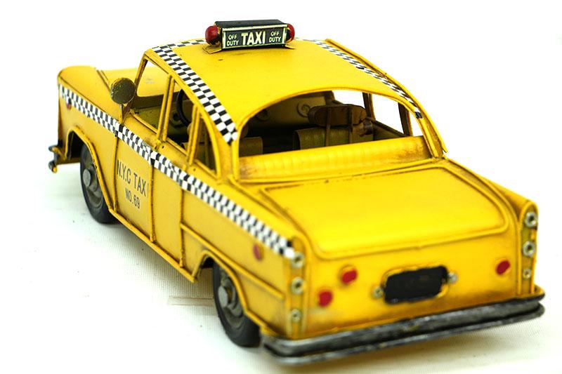 Vintage Dekoratif Metal Chevrolet Klasik Sarı Taksi