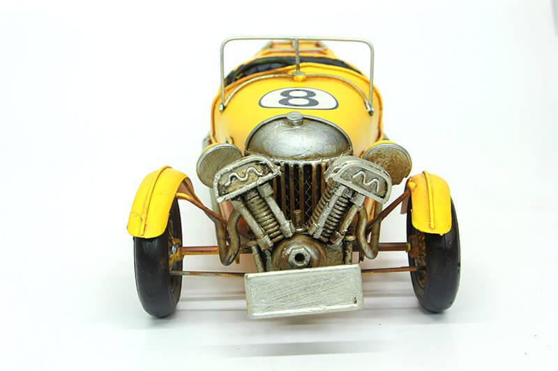 Vintage Dekoratif Sarı Metal Klasik Yarış Arabası