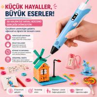 Yeni Nesil Eğitici 3D Kalem - Üç Boyutlu Çizim ve Tasarım Kalemi