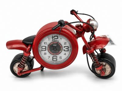 Kırmızı Metal Motosiklet Masa Saati Retro Tasarım
