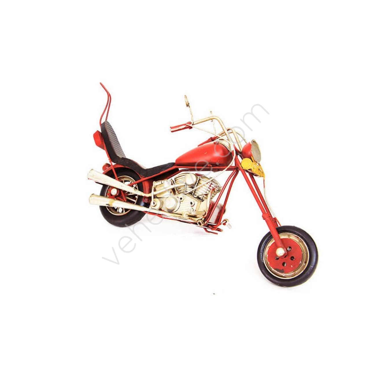 Dekoratif Kırmızı Chopper Metal Vintage Motosiklet
