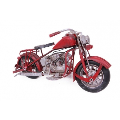 Dekoratif Metal Chopper Kırmızı Motosiklet